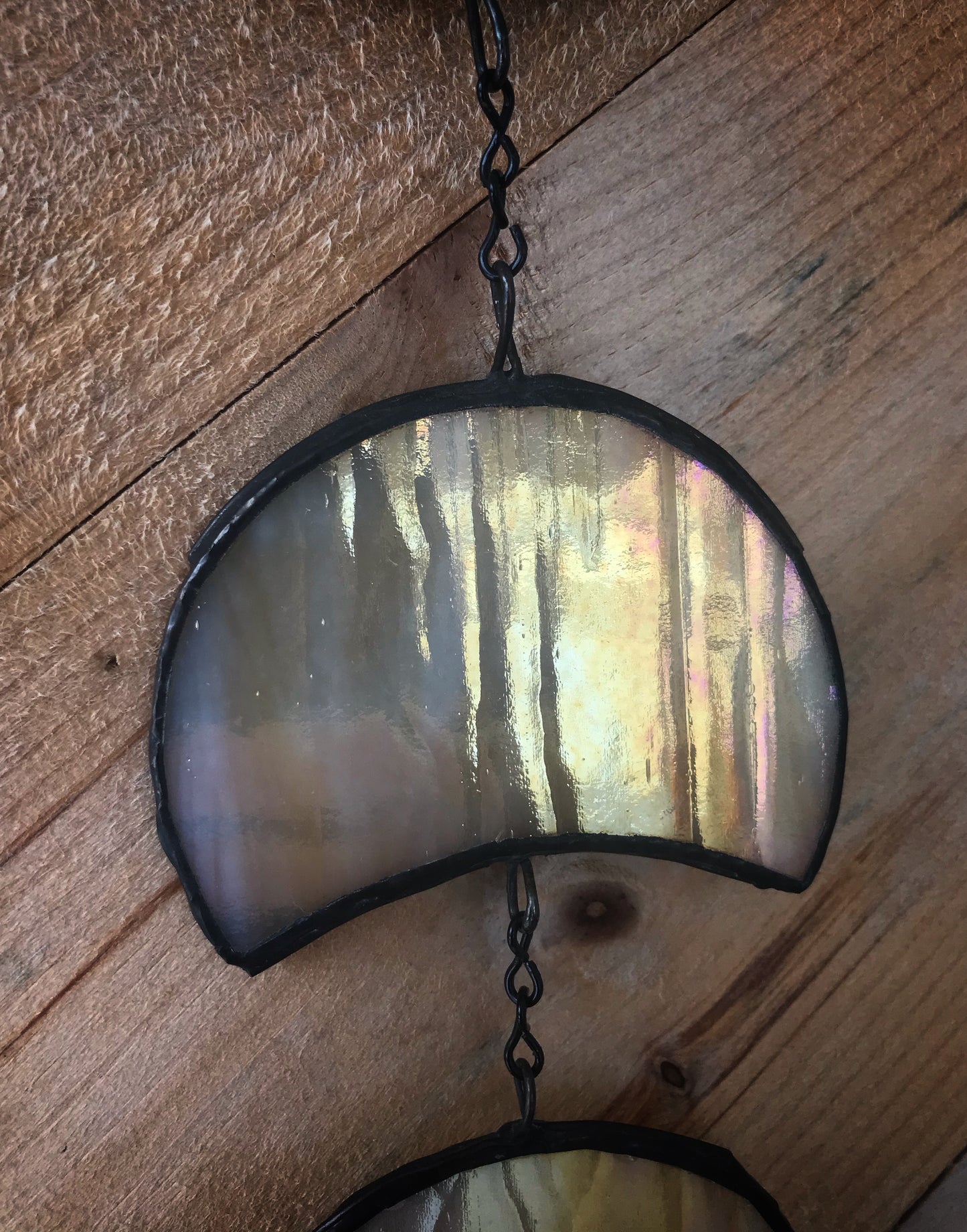 Iridescent Moon Phase with Quartz Crystal