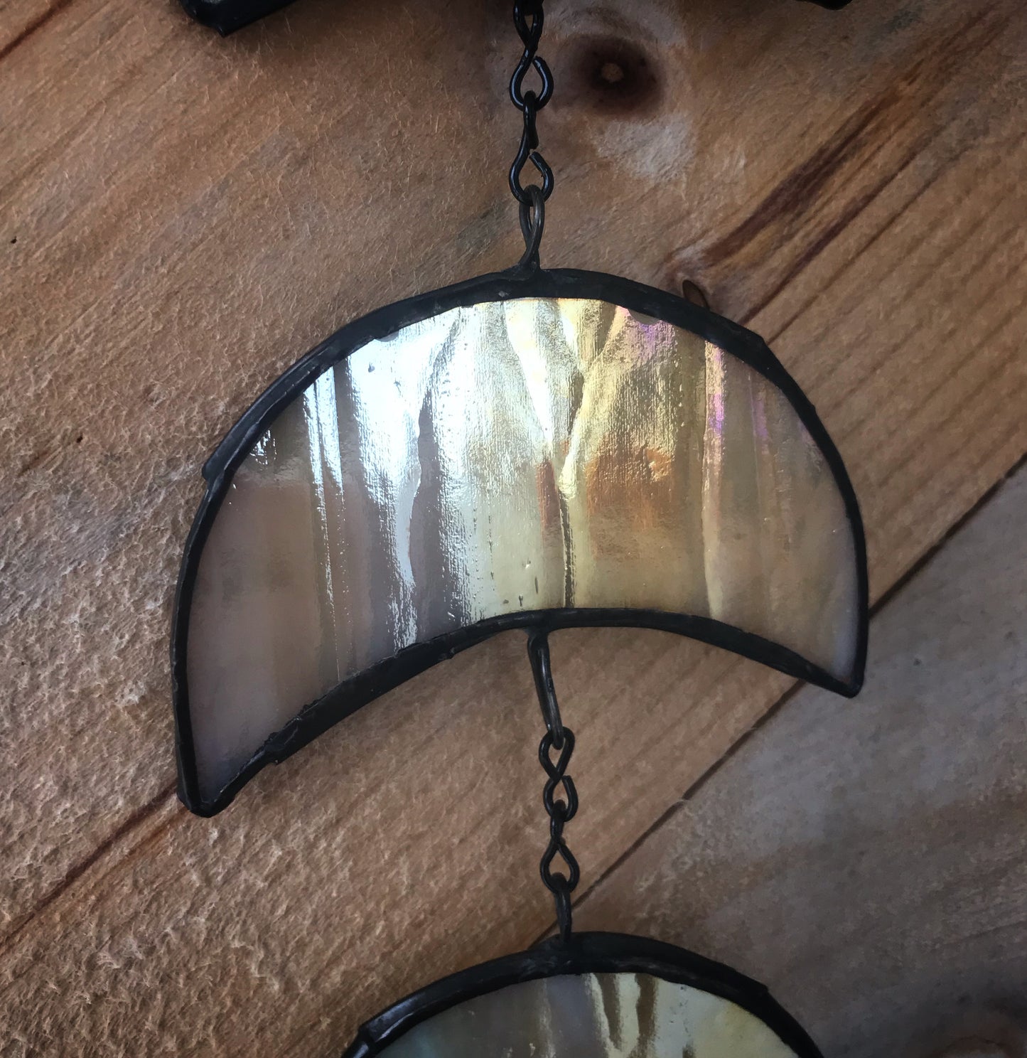 Iridescent Moon Phase with Quartz Crystal