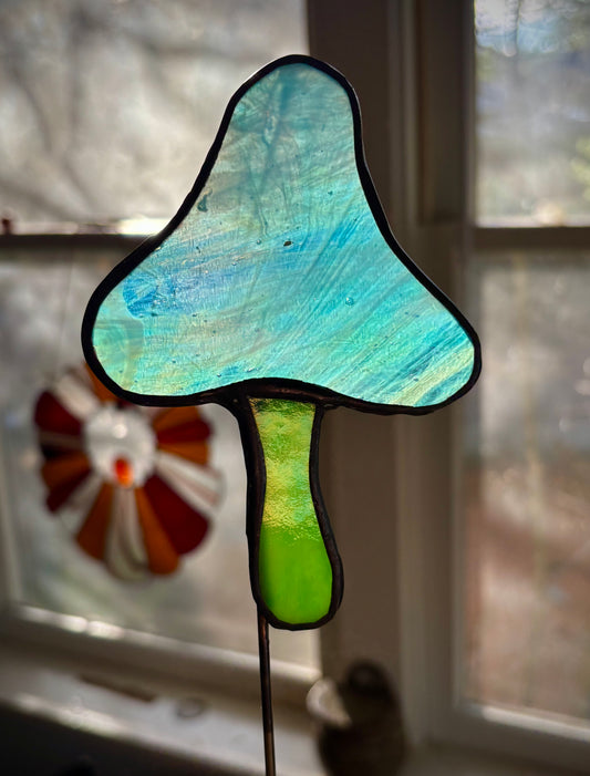 Iridescent Mushroom Plant Stake