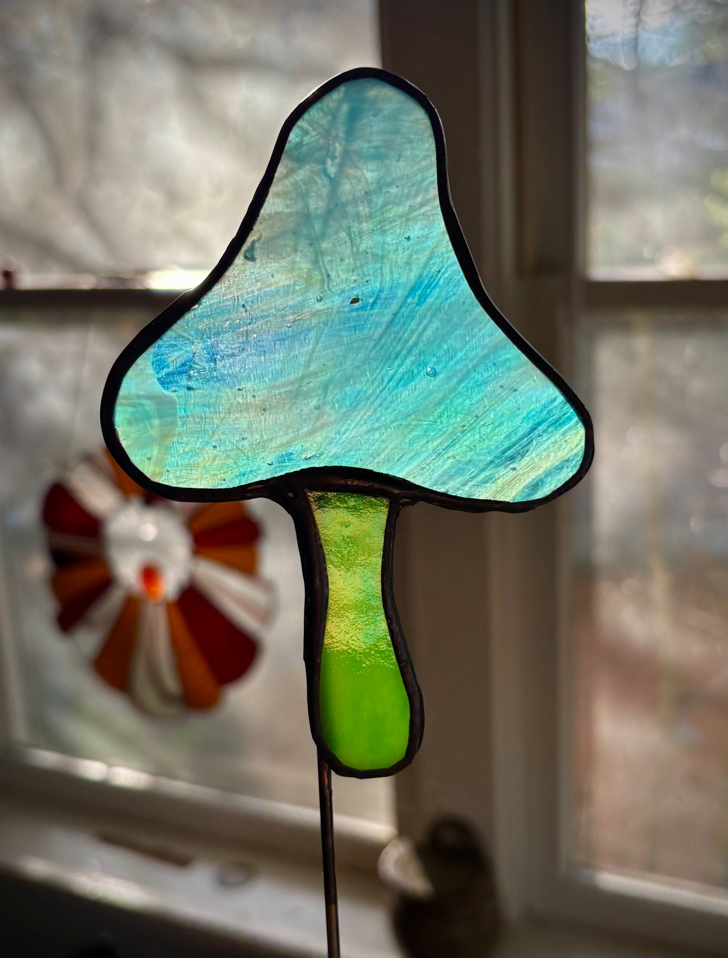 Iridescent Mushroom Plant Stake