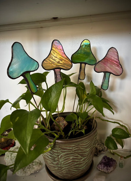 Iridescent Mushroom Plant Stake